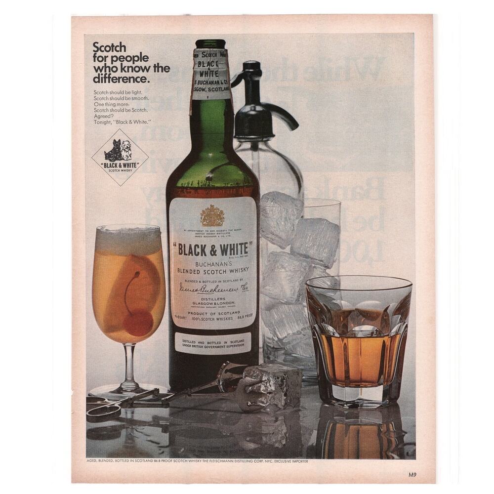 Buchanan Black & White Scotch Whisky / Savings Bank Advertisement 1960s Vintage